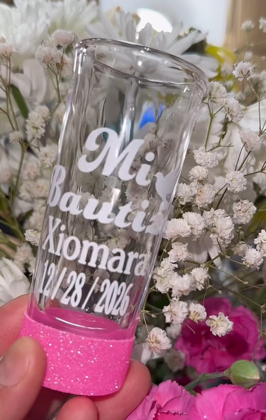 Custom bautizo shot glass favor